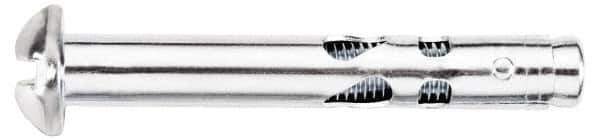 Value Collection - 1/4" Diam, 1/4" Drill, 2" OAL, 3-3/8" Min Embedment Sleeve Concrete Anchor - Steel, Zinc-Plated Finish, Round Head - Apex Tool & Supply