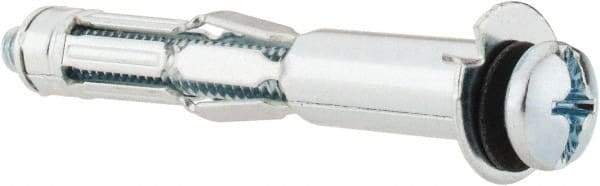 Powers Fasteners - 1/4" Screw, 7/16" Diam, 2-3/4" Long, 5/8 to 1-1/8" Thick, Sleeve Drywall & Hollow Wall Anchor - 7/16" Drill, Zinc Plated, Steel, Grade 5, Use in Concrete, & Masonry, Drywall, Plywood & Wallboard - Apex Tool & Supply