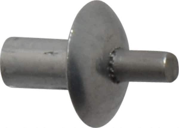 Made in USA - Brazier Head Aluminum Alloy Drive Blind Rivet - Stainless Steel Mandrel, 0.109" to 1/8" Grip, 0.312" Head Diam, 0.128" to 0.14" Hole Diam, 0.219" Length Under Head, 1/8" Body Diam - Apex Tool & Supply