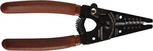 Paramount - 30 to 22 AWG Capacity Wire Stripper - 6" OAL, Plastic Dipped Handle - Apex Tool & Supply