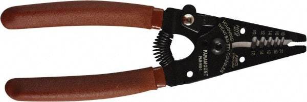 Paramount - 18 to 10 AWG Capacity Wire Stripper - 6" OAL, Plastic Dipped Handle - Apex Tool & Supply