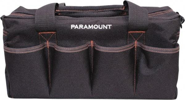 Paramount - 16 Pocket Black & Brown Polyester Tool Bag - 14" Wide x 5-1/2" Deep x 6" High - Apex Tool & Supply