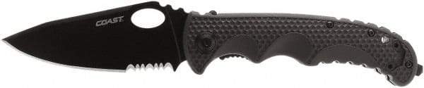 Coast Cutlery - 3-29/32" Blade, 8.9" OAL, Tactical Knife - 5" Closed Length, Glass-Filled Nylon - Apex Tool & Supply