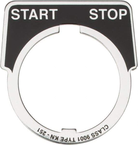 Square D - Metal Legend Plate - Start-Stop - Black Background, White Letters, 30mm Hole Diameter - Apex Tool & Supply