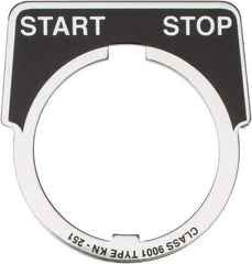 Square D - Metal Legend Plate - Start-Stop - Black Background, White Letters, 30mm Hole Diameter - Apex Tool & Supply