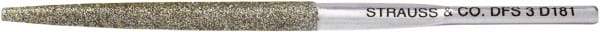 Strauss - 3.346" OAL Coarse Half Round Needle Diamond File - 1/5" Wide x 0.082" Thick, 1.77 LOC, Gray, 181 Grit - Apex Tool & Supply