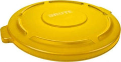 Rubbermaid - Round Lid for Use with 55 Gal Round Trash Cans - Yellow, Polyethylene, For Brute Trash Cans - Apex Tool & Supply