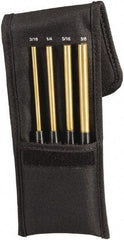 Starrett - 4 Piece, 3/16 to 3/8", Pin Punch Set - Round Shank, Brass, Comes in Pouch - Apex Tool & Supply