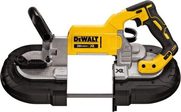 DeWALT - 20 Volt, 44-7/8" Blade, 490 SFPM Cordless Portable Bandsaw - 4-3/4" (Round) & 5" x 4-3/4" (Rectangle) Cutting Capacity, Lithium-Ion Battery Not Included - Apex Tool & Supply