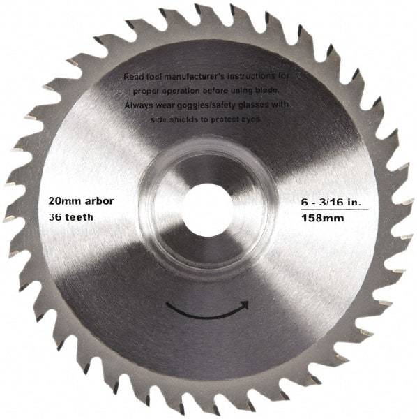 QEP - 6-3/16" Diam, 20mm Arbor Hole Diam, 36 Tooth Wet & Dry Cut Saw Blade - Tungsten Carbide-Tipped, Crosscut Action, Standard Round Arbor - Apex Tool & Supply