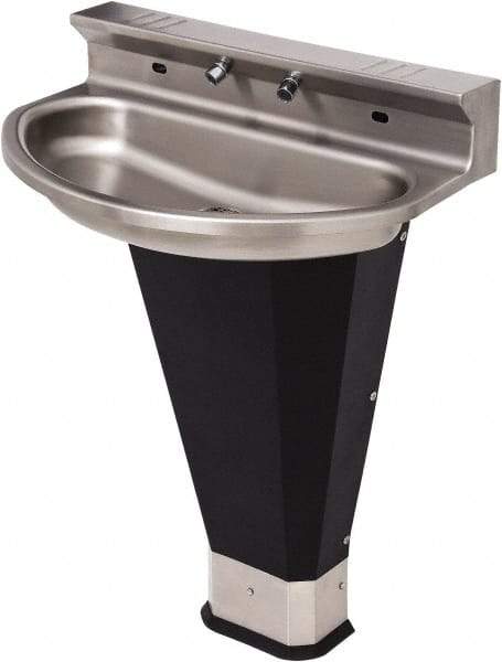 Acorn Engineering - Eliptical, Infrared Sensor, Wall Outlet Drain, 27-3/4" Diam, 2 Person Capacity, Stainless Steel & Vinylclad Galvanized Steel, Wash Fountain - 0.5 GPM - Apex Tool & Supply
