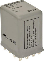Square D - 1/6 hp at 120/240 Volt, Electromechanical Plug-in General Purpose Relay - 1 Amp at 240 VAC, 4PDT, 120 VAC at 50/60 Hz - Apex Tool & Supply
