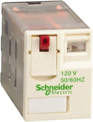 Schneider Electric - 1,500 VA Power Rating, Electromechanical Plug-in General Purpose Relay - 3 Amp at 250 VAC & 28 VDC, 6 at 250/277 VAC & 28 VDC, 8 Amp at 30 VDC, 4CO, 120 VAC at 50/60 Hz - Apex Tool & Supply