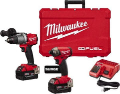 Milwaukee Tool - 18 Volt Cordless Tool Combination Kit - Includes Hammer Drill & 1/4" Hex Impact Driver, Lithium-Ion Battery Included - Apex Tool & Supply
