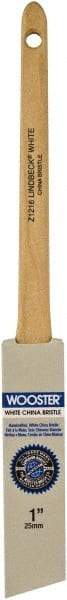 Wooster Brush - 1" Angled Hog Sash Brush - 2-3/16" Bristle Length, 6-1/2" Maple Rattail Handle - Apex Tool & Supply