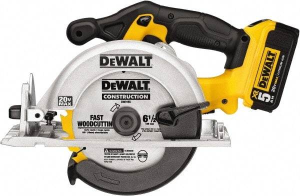 DeWALT - 20 Volt, 6-1/2" Blade, Cordless Circular Saw - 5,000 RPM, 1 Lithium-Ion Battery Included - Apex Tool & Supply