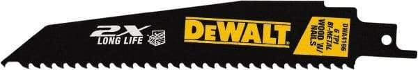 DeWALT - 6" Long x 1" Thick, High Speed Steel Reciprocating Saw Blade - Tapered Profile, 6 TPI, Toothed Edge, Universal Shank - Apex Tool & Supply