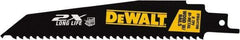 DeWALT - 6" Long x 1" Thick, High Speed Steel Reciprocating Saw Blade - Tapered Profile, 6 TPI, Toothed Edge, Universal Shank - Apex Tool & Supply
