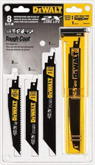 DeWALT - 8 Piece, 4" to 12" Long x 1" Thick, High Speed Steel Reciprocating Saw Blade Set - Tapered Profile, 6 to 10 Teeth per Inch, Toothed Edge - Apex Tool & Supply