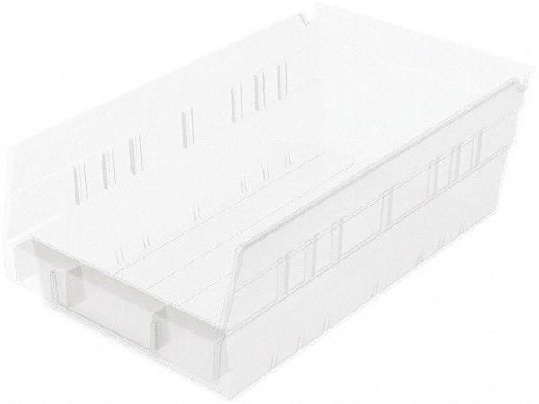 Akro-Mils - 11-5/8" Deep, Clear Hopper Shelf Bin - 4" High x 6-5/8" Wide x 11-5/8" Long - Apex Tool & Supply