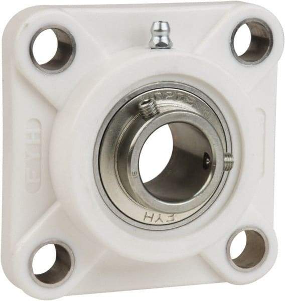 Value Collection - 5/8" ID, 3-3/8" OAL x 1-7/16" OAH 4-Bolt Flange Mounted Bearing - 1,495 Lb Static Cap, 2,877 Lb Dyn Cap, 2-1/2" Btw Mnt Hole Ctrs, 45/64" Base-to-Ctr Ht, Thermoplastic - Apex Tool & Supply