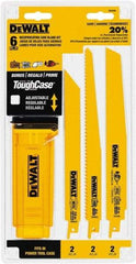 DeWALT - 6 Pieces, 8" to 9" Long x 0.04" Thickness, Bi-Metal Reciprocating Saw Blade Set - Straight Profile, 6 to 14 Teeth, Toothed Edge - Apex Tool & Supply