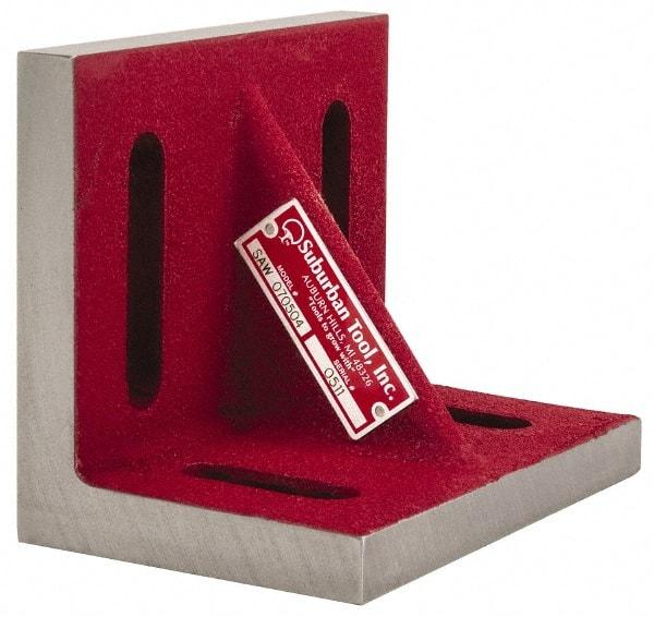 Suburban Tool - 7" Wide x 4-1/2" Deep x 5-1/2" High Cast Iron Machined Angle Plate - Standard Plate, Through-Slots on Surface, Single Web, 11/16" Thick, Single Plate - Apex Tool & Supply
