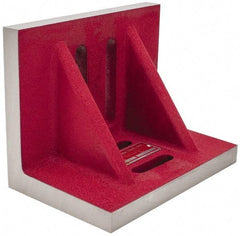 Suburban Tool - 8" Wide x 5" Deep x 6" High Cast Iron Machined Angle Plate - Standard Plate, Through-Slots on Surface, Double Web, 3/4" Thick, Single Plate - Apex Tool & Supply