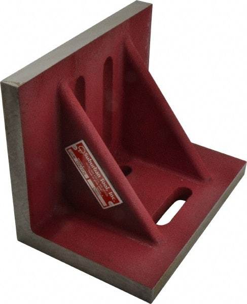 Suburban Tool - 9" Wide x 6" Deep x 7" High Cast Iron Machined Angle Plate - Standard Plate, Through-Slots on Surface, Double Web, 3/4" Thick, Single Plate - Apex Tool & Supply