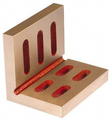 Interstate - 8" Wide x 5" Deep x 6" High Cast Iron Partially Machined Angle Plate - Slotted Plate, Through-Slots on Surface, Open End, Single Plate - Apex Tool & Supply