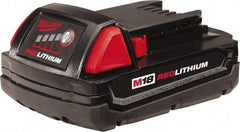 Milwaukee Tool - 18 Volt Lithium-Ion Power Tool Battery - 1.5 Ahr Capacity, 1/2 hr Charge Time, Series M18 RED - Apex Tool & Supply