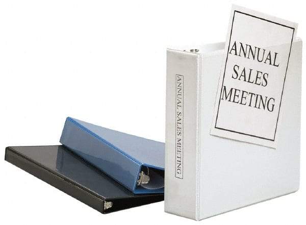 UNIVERSAL - 3" Sheet Capacity, 8-1/2 x 11", Deluxe Round Ring View Binder - Suede Grain Vinyl, White - Apex Tool & Supply
