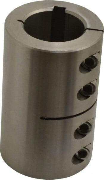 Climax Metal Products - 1-1/4" Inside x 2-1/16" Outside Diam, One Piece Split Clamping Collar with Keyway - 3-1/4" Long x 1/4" Keyway Width x 1/8" Keyway Depth - Apex Tool & Supply