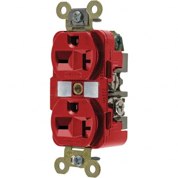 Hubbell Wiring Device-Kellems - 250V 20A NEMA 6-20R Industrial Grade Red Straight Blade Duplex Receptacle - Apex Tool & Supply