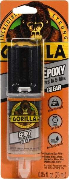 Gorilla Glue - 0.85 oz Syringe Epoxy - 5 min Working Time, 50°F, 3,300 psi Shear Strength - Apex Tool & Supply