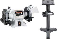 Jet - 6" Wheel Diam x 3/4" Wheel Width, 1/2 hp Grinder - 1/2" Arbor Hole Diam, 1 Phase, 3,450 Max RPM, 115 Volts - Apex Tool & Supply