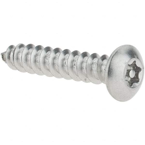 Value Collection - #6 Button Head Pin In Torx Sheet Metal Screw - Stainless Steel, 3/4" Length Under Head, Grade 18-8, T10 Drive - Apex Tool & Supply