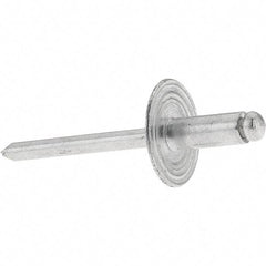 Value Collection - Size 64 Large Flange Dome Head Aluminum Open End Blind Rivet - Aluminum Mandrel, 0.062" to 1/4" Grip, 0.615" Head Diam, 0.192" to 0.196" Hole Diam, 0.45" Length Under Head, 3/16" Body Diam - Apex Tool & Supply
