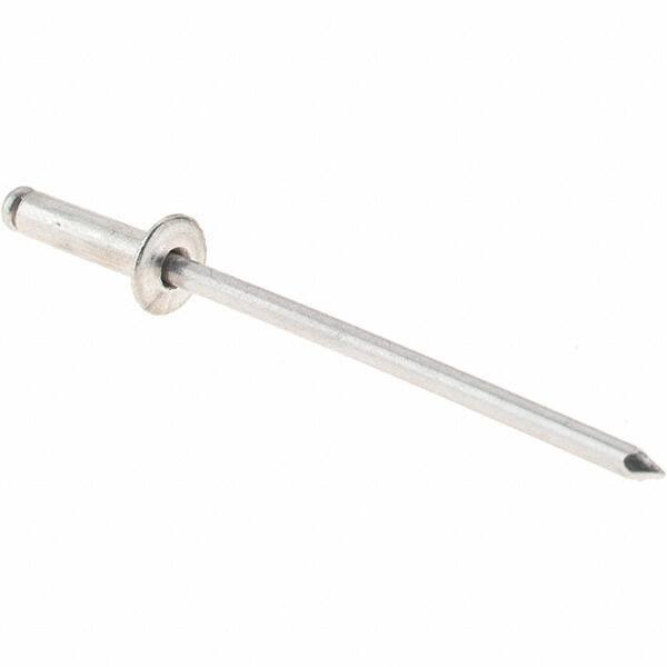 Value Collection - Size 34 Dome Head Aluminum Open End Blind Rivet - Aluminum Mandrel, 0.126" to 1/4" Grip, 0.188" Head Diam, 0.097" to 0.1" Hole Diam, 3/8" Length Under Head, 3/32" Body Diam - Apex Tool & Supply