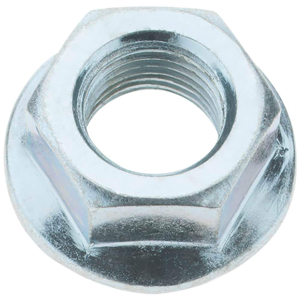 Value Collection - 1/2-20, 1.031" Flange Diam, Serrated Flange Nut - Grade Grade 2 Steel, Zinc-Plated Finish, 0.458" Flange Height - Apex Tool & Supply