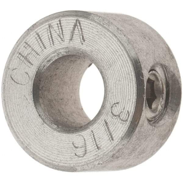 Value Collection - 3/16" Bore, Stainless Steel, Set Screw Shaft Collar - 7/16" Outside Diam, 1/4" Wide - Apex Tool & Supply