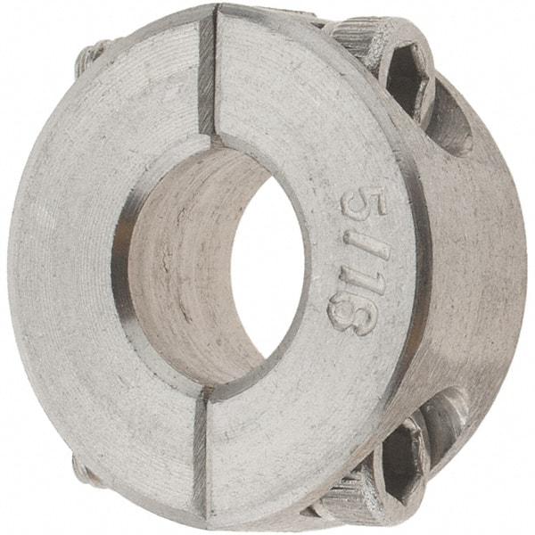 Value Collection - 5/16" Bore, Stainless Steel, Two Piece Shaft Collar - 11/16" Outside Diam, 5/16" Wide - Apex Tool & Supply