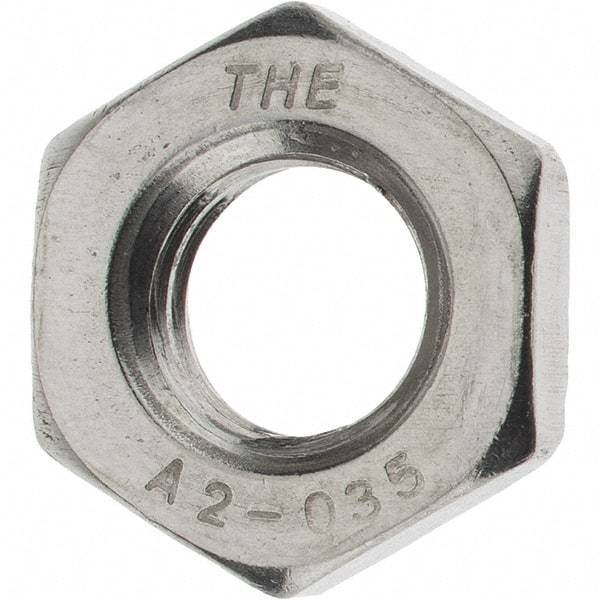 Value Collection - M10x1.50 Metric Coarse Stainless Steel Right Hand Hex Jam Nut - 17mm Across Flats, 5mm High, Zinc Clear Finish - Apex Tool & Supply