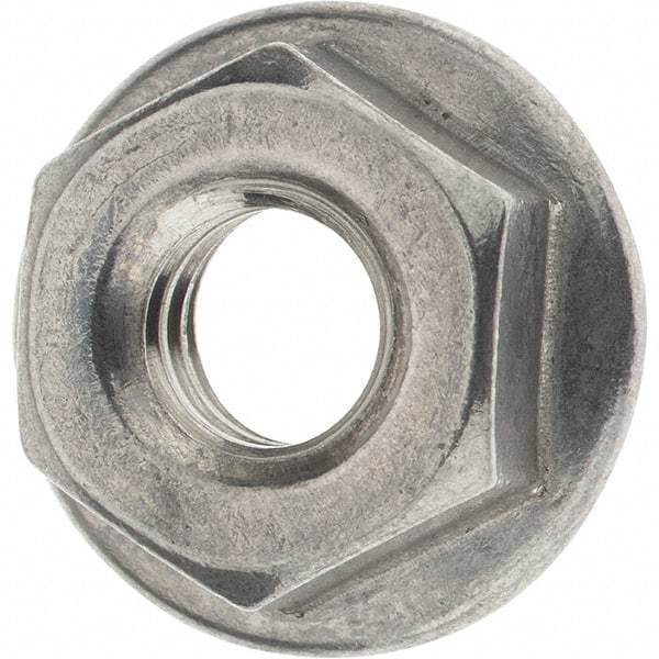 Value Collection - 1/4-20, 19/32" Flange Diam, Serrated Flange Nut - Grade 18-8 Stainless Steel, 0.236" Flange Height - Apex Tool & Supply