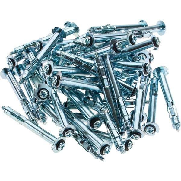 Value Collection - 1/8" Diam, 2-1/2" Long, 1/4 to 1/2" Thick, Sleeve Drywall & Hollow Wall Anchor - Steel, Use with Concrete/Masonry, Drywall & Plywood - Apex Tool & Supply