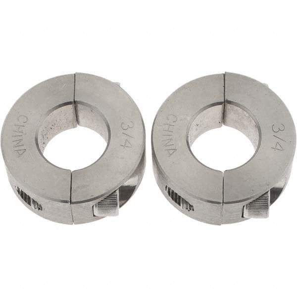 Value Collection - 3/4" Bore, Stainless Steel, Two Piece Shaft Collar - 1-1/2" Outside Diam, 1/2" Wide - Apex Tool & Supply