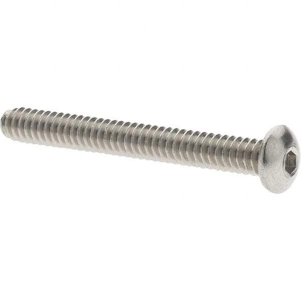 Value Collection - #4-40 UNC Hex Socket Drive, Button Screw - Grade 18.8 Stainless Steel, Fully Threaded, 1" Length Under Head - Apex Tool & Supply