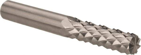 Accupro - 1/4" Diam, 3/4" LOC, Burr End, Solid Carbide Diamond Pattern Router Bit - Right Hand Cut, 2" OAL, 1/4" Shank Diam, Use on Fiberglass - Apex Tool & Supply