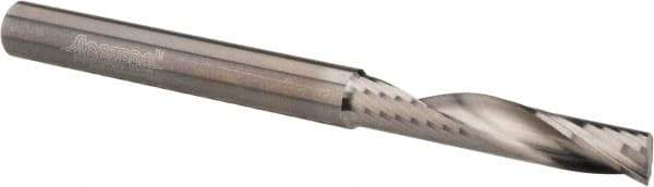 Accupro - 1/4" Cutting Diam x 1-1/4" Length of Cut, 1 Flute, Upcut Spiral Router Bit - Uncoated, Right Hand Cut, Solid Carbide, 3" OAL x 1/4" Shank Diam, Single Edge, 22° Helix Angle - Apex Tool & Supply