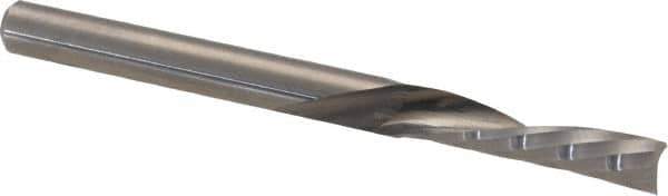 Accupro - 1/8" Cutting Diam x 1/2" Length of Cut, 1 Flute, Downcut Spiral Router Bit - Uncoated, Right Hand Cut, Solid Carbide, 1-1/2" OAL x 1/8" Shank Diam, Single Edge, 21° Helix Angle - Apex Tool & Supply